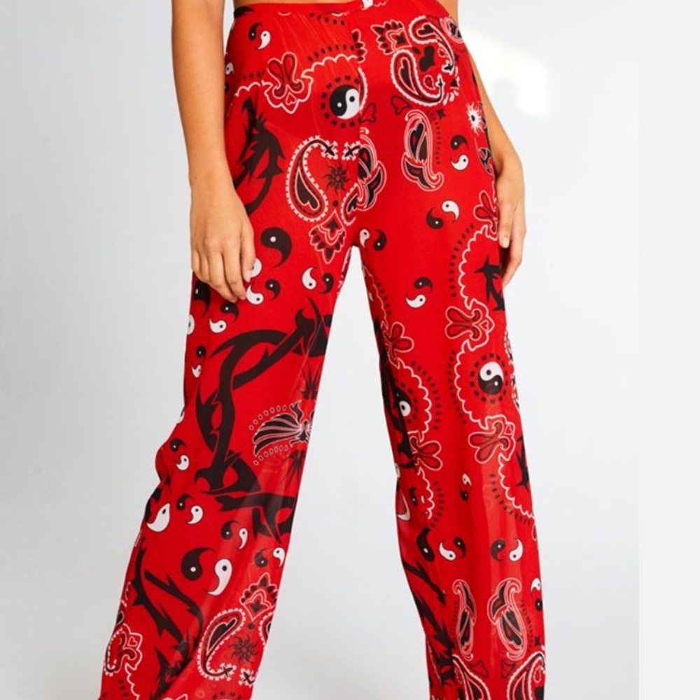 JADED LONDON BANDANA PRINT CHIFFON TROUSERS/TOP